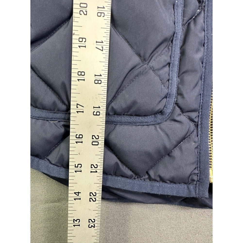 J.Crew‎ Excursion Quilted Puffer Vest Women's Navy Blue Gold Snaps Down Fill PXS - Picture 8 of 10